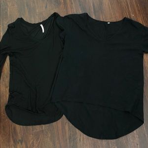 Short sleeve & a long sleeve plain black T-shirt.